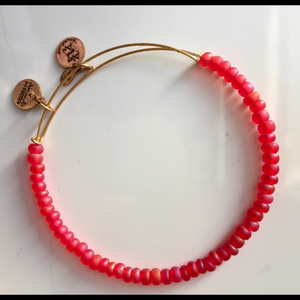 Retired Gold & Red Pink Beaded Alex & Ani Bracelet